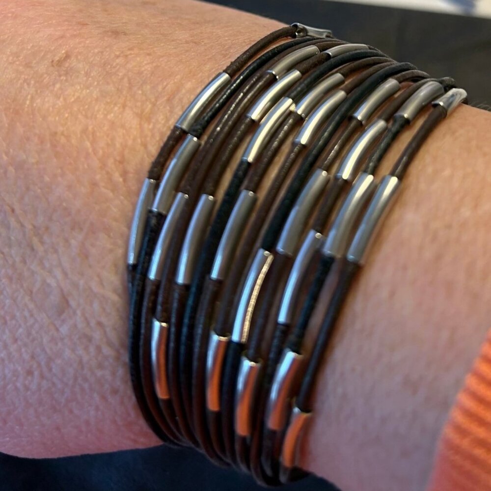 Silpada Sterling Silver and Leather Speed of Light Bracelet